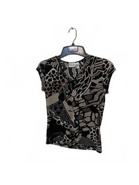 Chico's Travelers Animal Print Cap Sleeve Career Office Wear Chic Top Small